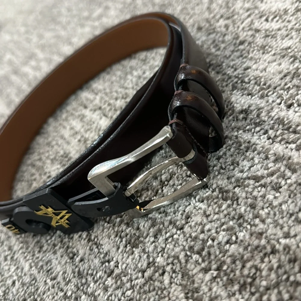 NWT Men's Wearhouse Double Loop Leather Dress Belt‎ Dark Brown Men’s Size 40